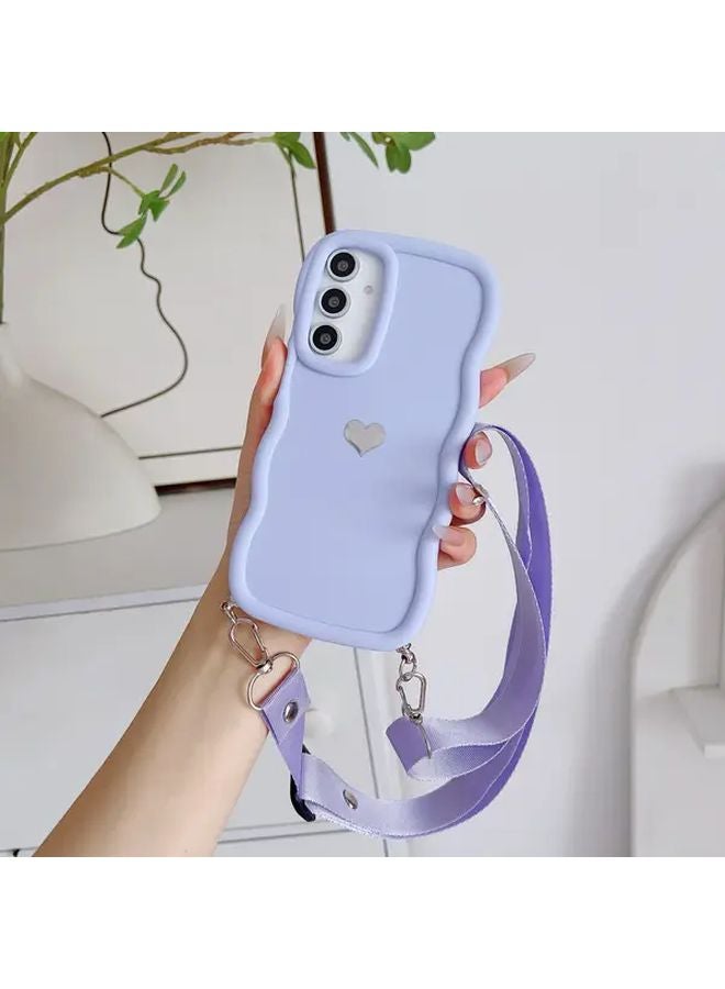 Purple Heart Macaron Candy Phone Case With Strap For Samsung Galaxy A15 5G - Image 2